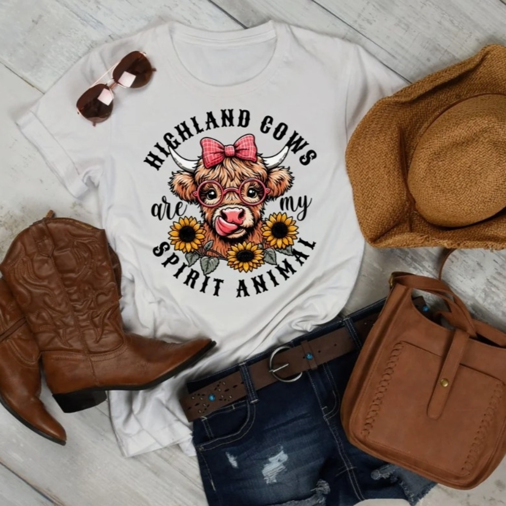White Highland Cows Graphic T-Shirt
